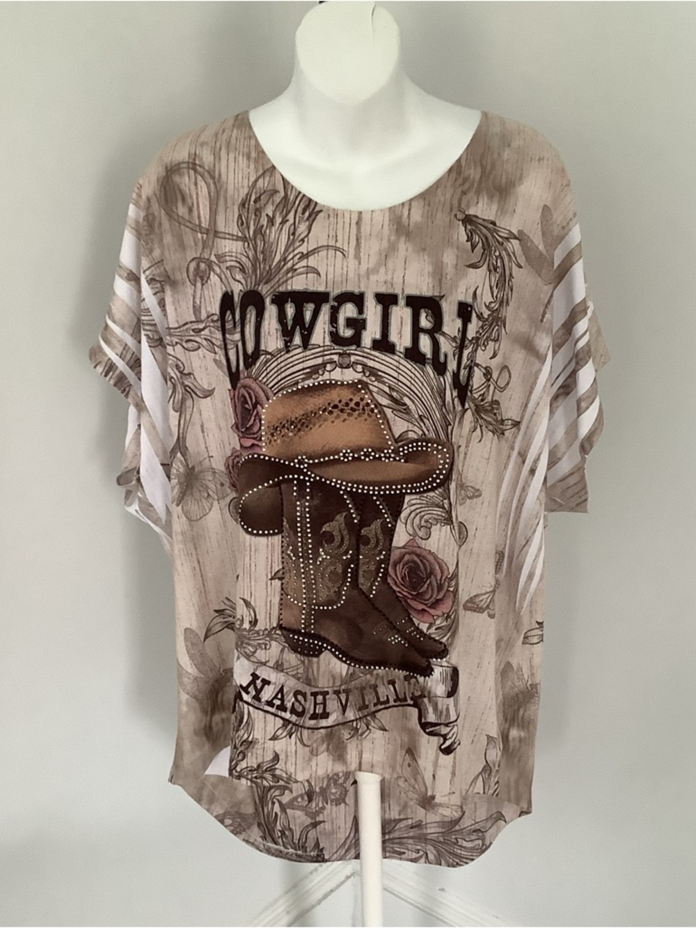 Vintage Big Bang USA Cowgirl Nashville Graphic Tunic Top  Sz. XL